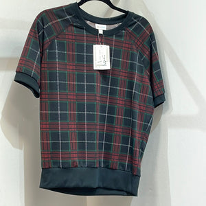 LuLaRoe Jane Short Sleeve Sweater Top Size Small Plaid-Shirts & Tops-Sunshine and Wine Boutique