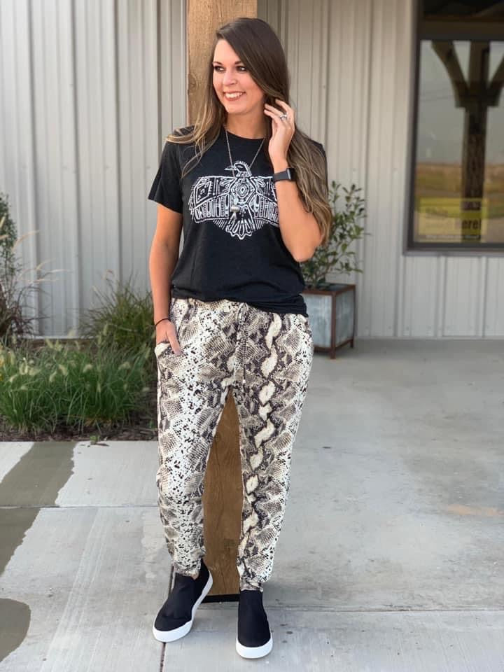 Texas True Threads Snakeskin Jogger-Clothing-Sunshine and Wine Boutique
