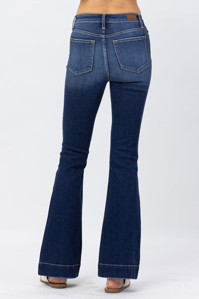 Judy Blue High Rise 2” Hem Trouser Flare Denim 82395-Jeans-Sunshine and Wine Boutique