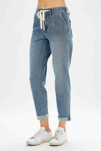 Judy Blue High Waist Pull On Jogger Denim 88496-Jeans-Sunshine and Wine Boutique
