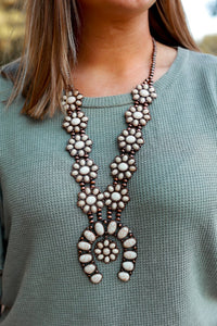 Ashlyn Rose Let’s Go To The Stockyards White Howlite Squash Blossom Copper Navajo Pearl Necklace-Necklaces-Sunshine and Wine Boutique