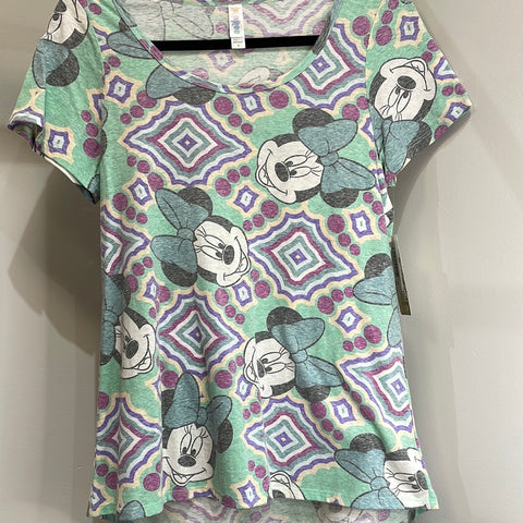 LuLaRoe Disney Classic Tee Short Sleeve Top Size Small Teal Minnie-Shirts & Tops-Sunshine and Wine Boutique