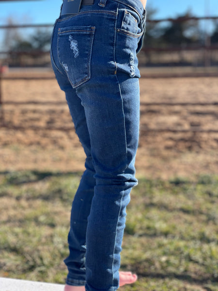 Lucky & Blessed Girl's Mid Wash Mid Rise Skinny Jeans 52419-1-K-Clothing-Sunshine and Wine Boutique