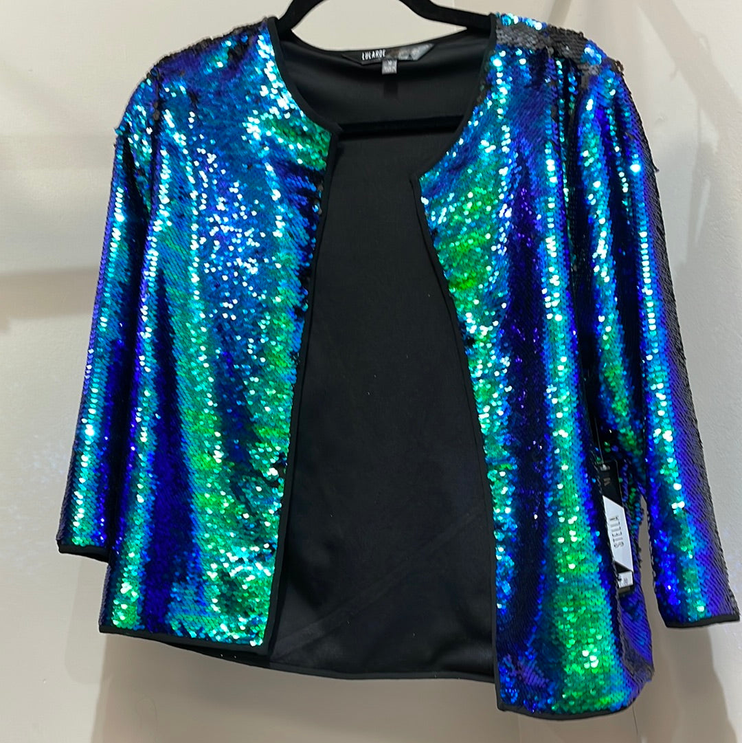LuLaRoe Stella "Elegant Collection" Long Sleeve Jacket Size Medium Blue & Green-Shirts & Tops-Sunshine and Wine Boutique
