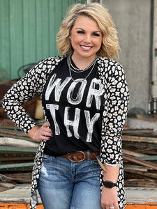 Texas True Threads "Worthy" Tee, Black-Clothing-Sunshine and Wine Boutique