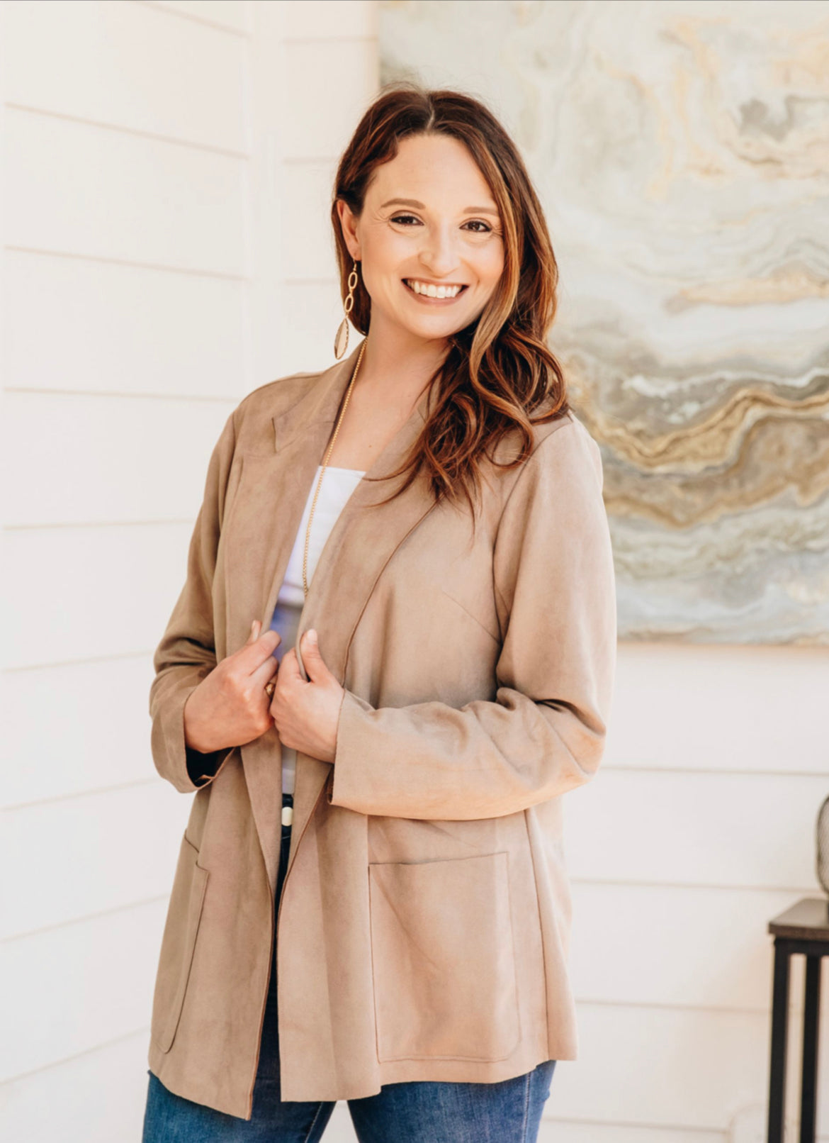 Southern Grace You Better Work Blazer, Beige-Coats & Jackets-Sunshine and Wine Boutique