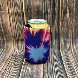 The Swanky Blossom Regular Can Cooler, Blue Tie Dye-Can & Bottle Sleeves-Sunshine and Wine Boutique