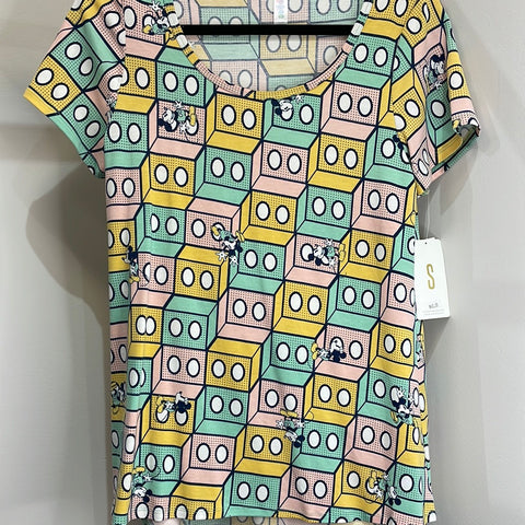 LuLaRoe Disney Classic Tee Short Sleeve Top Small, Teal Mickey-Shirts & Tops-Sunshine and Wine Boutique