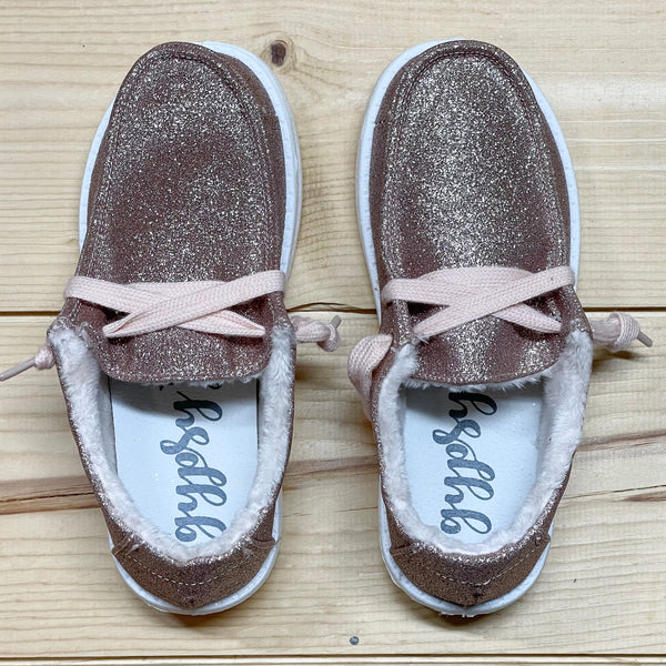 Gypsy Jazz Kid's "Lil Holly Glitter" Blush Slip-on Shoes-Shoes-Sunshine and Wine Boutique