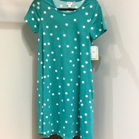 LuLaRoe Jessie Short Sleeve Dress with Pockets Size XXS, White Dots-Shirts & Tops-Sunshine and Wine Boutique