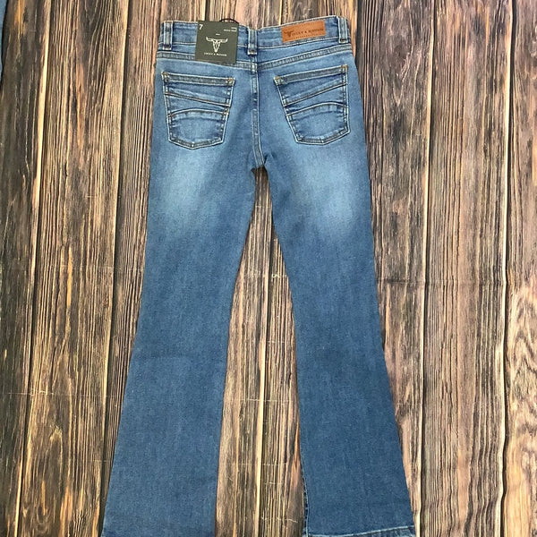 Lucky & Blessed Girl's Mid Wash Mid Rise Bootcut Jeans E01-Clothing-Sunshine and Wine Boutique