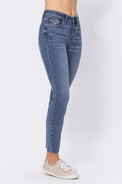Judy Blue High Waist Embroidered Relaxed Fit Skinny Denim 88259-Jeans-Sunshine and Wine Boutique