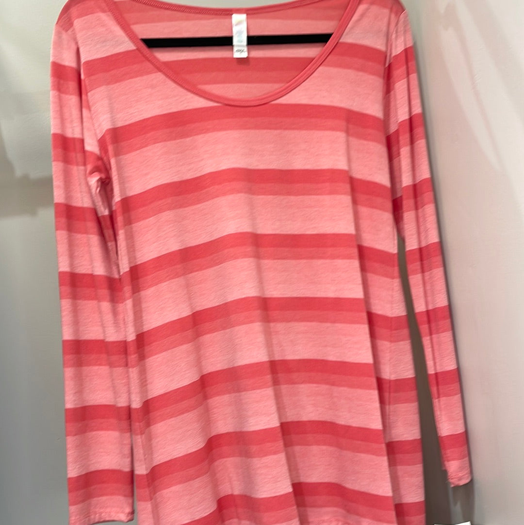LuLaRoe Lynnae Long Sleeve Top Size Small Pink stripes-Shirts & Tops-Sunshine and Wine Boutique