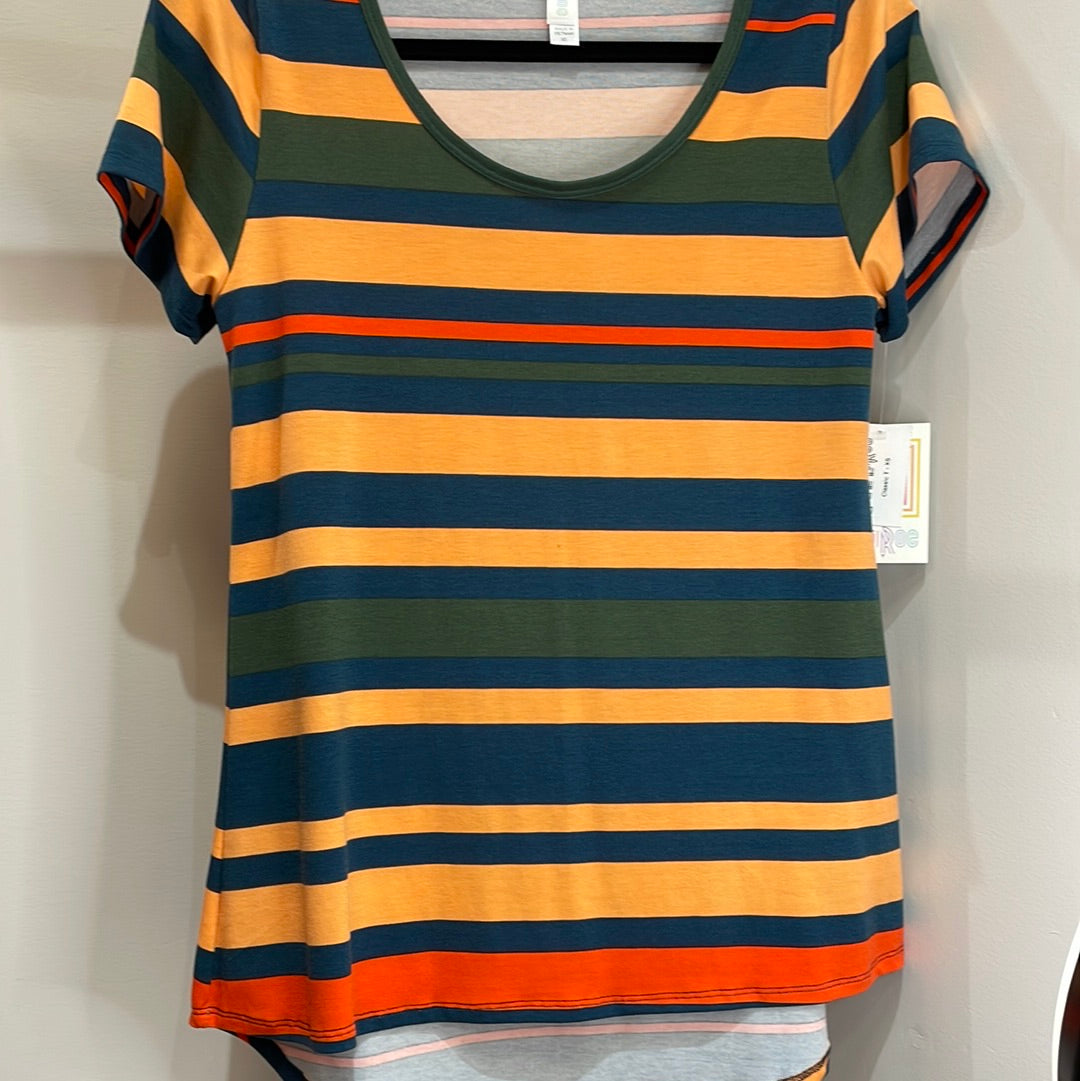 LuLaRoe Classic Tee Short Sleeve Top Size XS Striped-Shirts & Tops-Sunshine and Wine Boutique