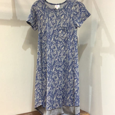 LuLaRoe Carly Short Sleeve High Low Dress Size XXS, Blue-Shirts & Tops-Sunshine and Wine Boutique