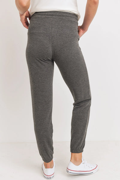 Hello Miz Two-Tone Brushed Terry Maternity Sweatpants, Charcoal-Clothing-Sunshine and Wine Boutique