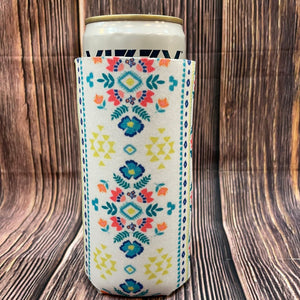 The Swanky Blossom Slim Can Cooler, Aztec-Can & Bottle Sleeves-Sunshine and Wine Boutique