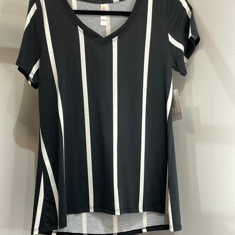 LuLaRoe Christy V-Neck Short Sleeve Top Size Small Black-Shirts & Tops-Sunshine and Wine Boutique