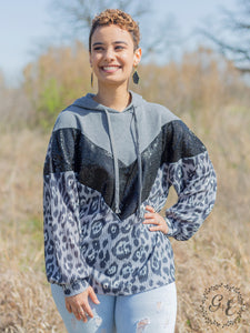 Southern Grace Smokey Leopard Pullover Hoodie with Balloon Sleeve-Hoodie-Sunshine and Wine Boutique