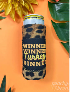 Peachy Keen Winner Winner Turkey Dinner Slim Can Cooler with Pocket-Can & Bottle Sleeves-Sunshine and Wine Boutique