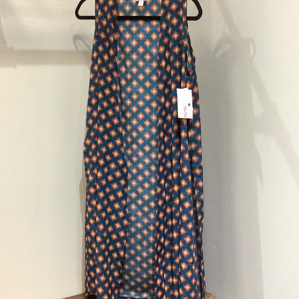 LuLaRoe Joy Long Sleeveless Vest Size Small Blue & Orange-Shirts & Tops-Sunshine and Wine Boutique
