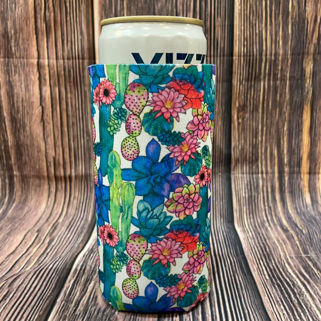 The Swanky Blossom Slim Can Cooler, Cactus & Flowers-Can & Bottle Sleeves-Sunshine and Wine Boutique