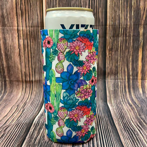 The Swanky Blossom Slim Can Cooler, Cactus & Flowers-Can & Bottle Sleeves-Sunshine and Wine Boutique