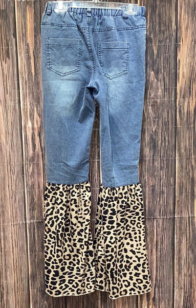Southern Grace Girl's Somewhere Between Western and Wildin' Flare Pants, Leopard-Clothing-Sunshine and Wine Boutique