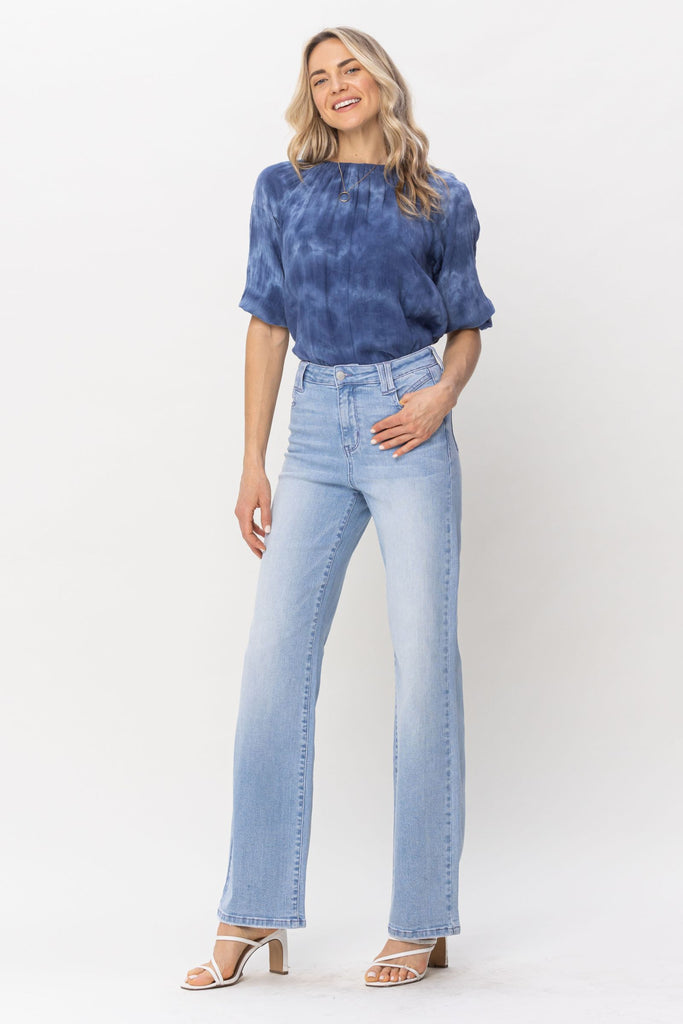 Judy Blue Women's High-Rise Front Seam & Dart Detail Wide-Leg Jeans 88664