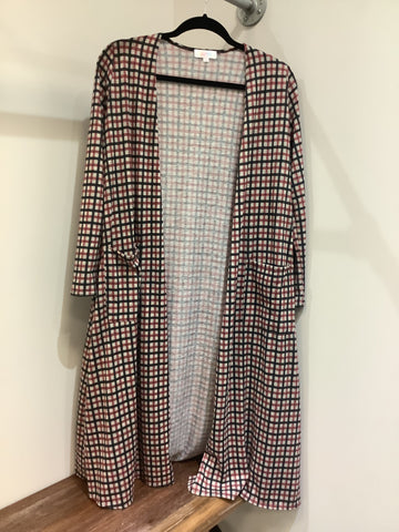 LuLaRoe Sarah Long Sleeve Cardigan Size Small Plaid-Shirts & Tops-Sunshine and Wine Boutique