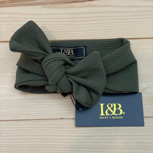 Lucky & Blessed Olive Big Bow Baby Headband-Headband-Sunshine and Wine Boutique