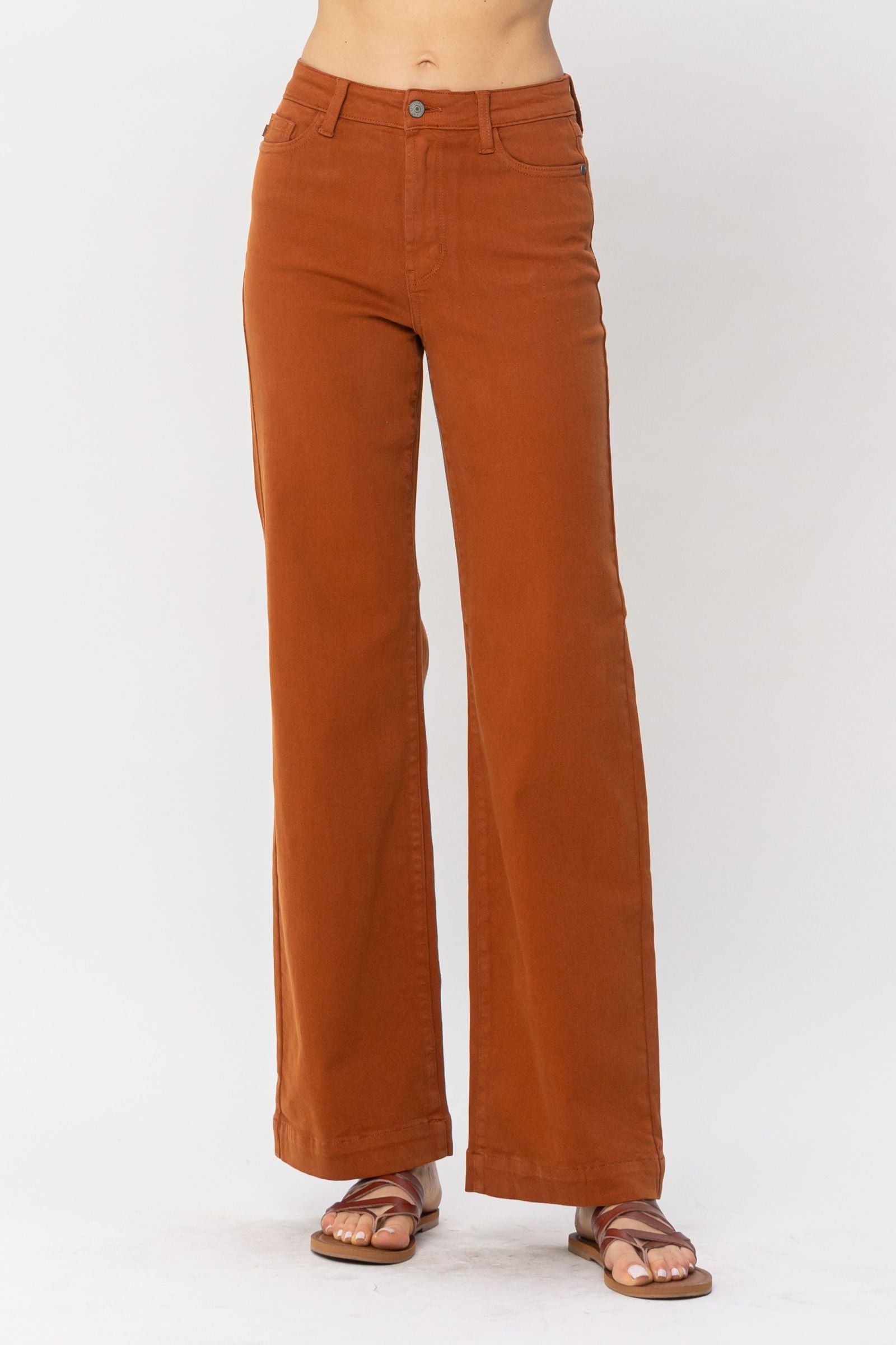 Judy Blue Game Day Burnt Orange High Rise Garment Dyed Wide Leg