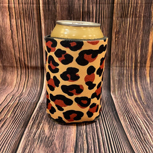 The Swanky Blossom Regular Can Cooler, Brown Leopard-Can & Bottle Sleeves-Sunshine and Wine Boutique