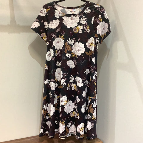 LuLaRoe Jessie Short Sleeve Dress with Pockets Size XS Floral-Dresses-Sunshine and Wine Boutique