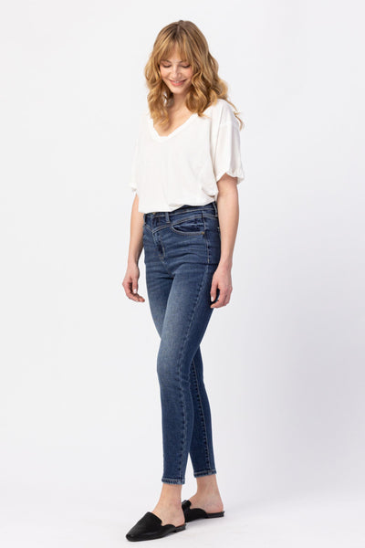 Judy Blue High Rise Front Yoke Skinny Denim 88364-Jeans-Sunshine and Wine Boutique