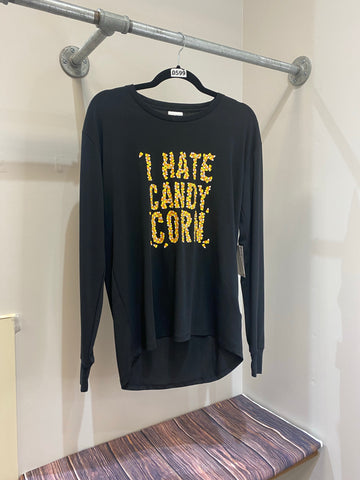 LuLaRoe Hudson Long Sleeve Top Size XS I Hate Candy Corn-Shirts & Tops-Sunshine and Wine Boutique