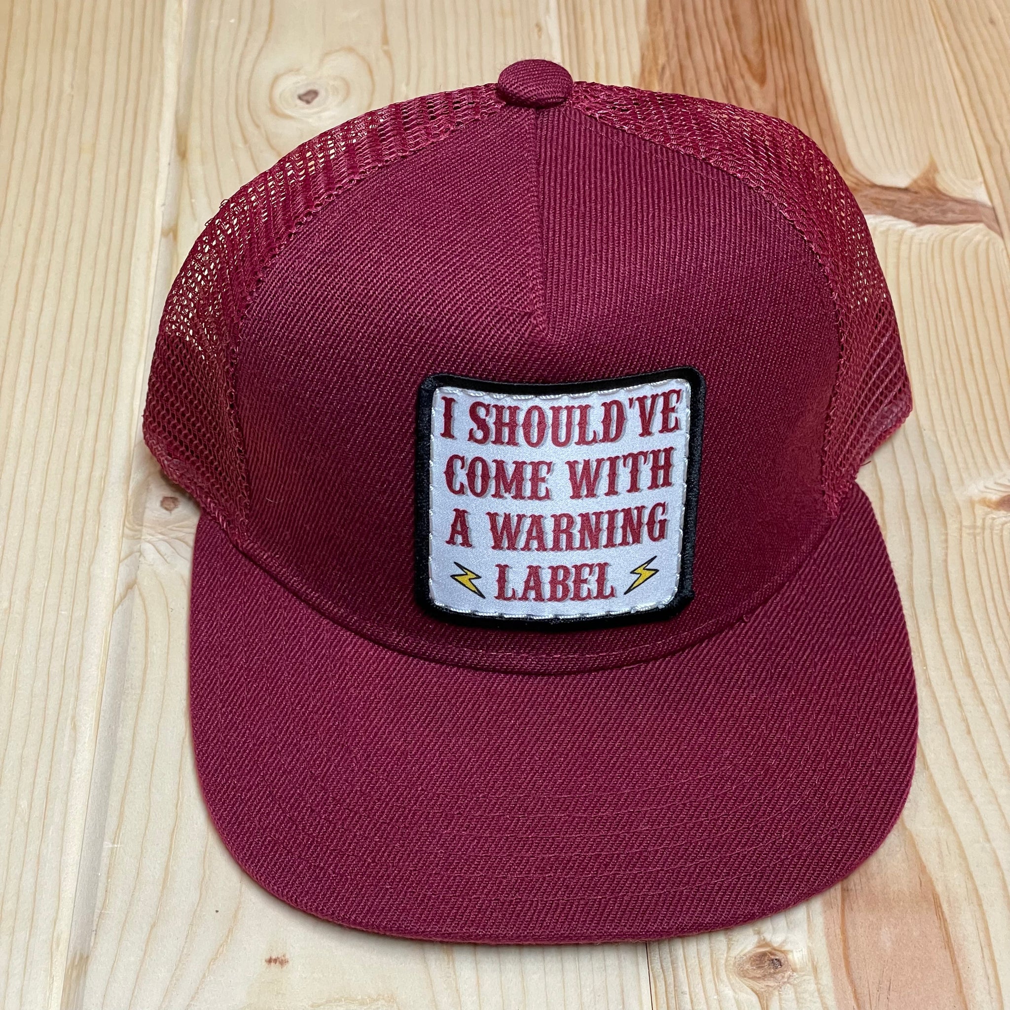 The Whole Herd Boy's "Warning Label" Leather Patch Hat-Hats-Sunshine and Wine Boutique
