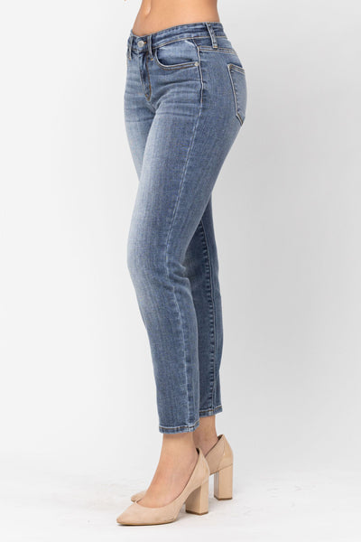 Judy Blue Mid-Rise Classic Slim Denim 82180-Jeans-Sunshine and Wine Boutique
