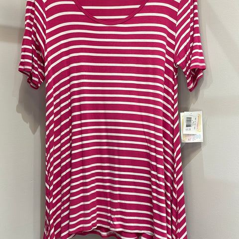LuLaRoe Perfect T Short Sleeve Top Size Small Red & White Striped-Shirts & Tops-Sunshine and Wine Boutique