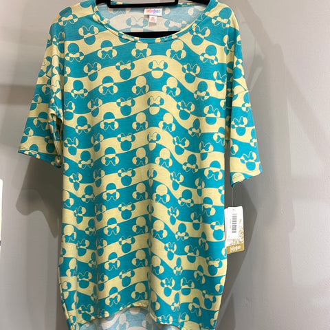 LuLaRoe Disney Irma Short Sleeve High Low Top Size XS Green-Shirts & Tops-Sunshine and Wine Boutique