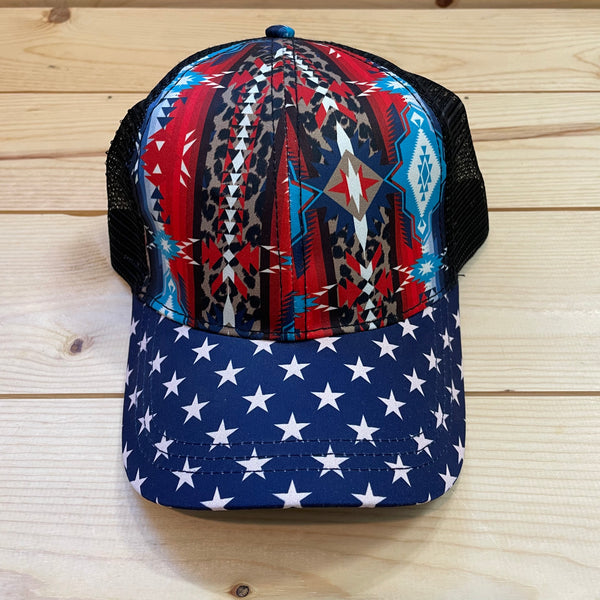 Crazy Train Freedom Fly Criss Cross Hat, Red White & Blue-Hats-Sunshine and Wine Boutique