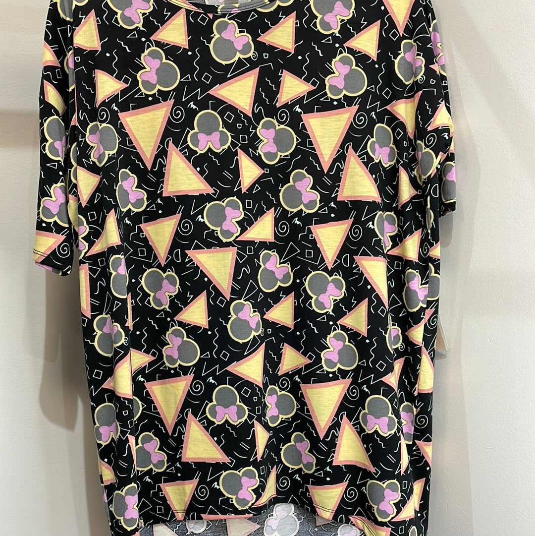 LuLaRoe Disney Irma Short Sleeve High Low Top Size XS Triangles & Minnie Ears-Shirts & Tops-Sunshine and Wine Boutique