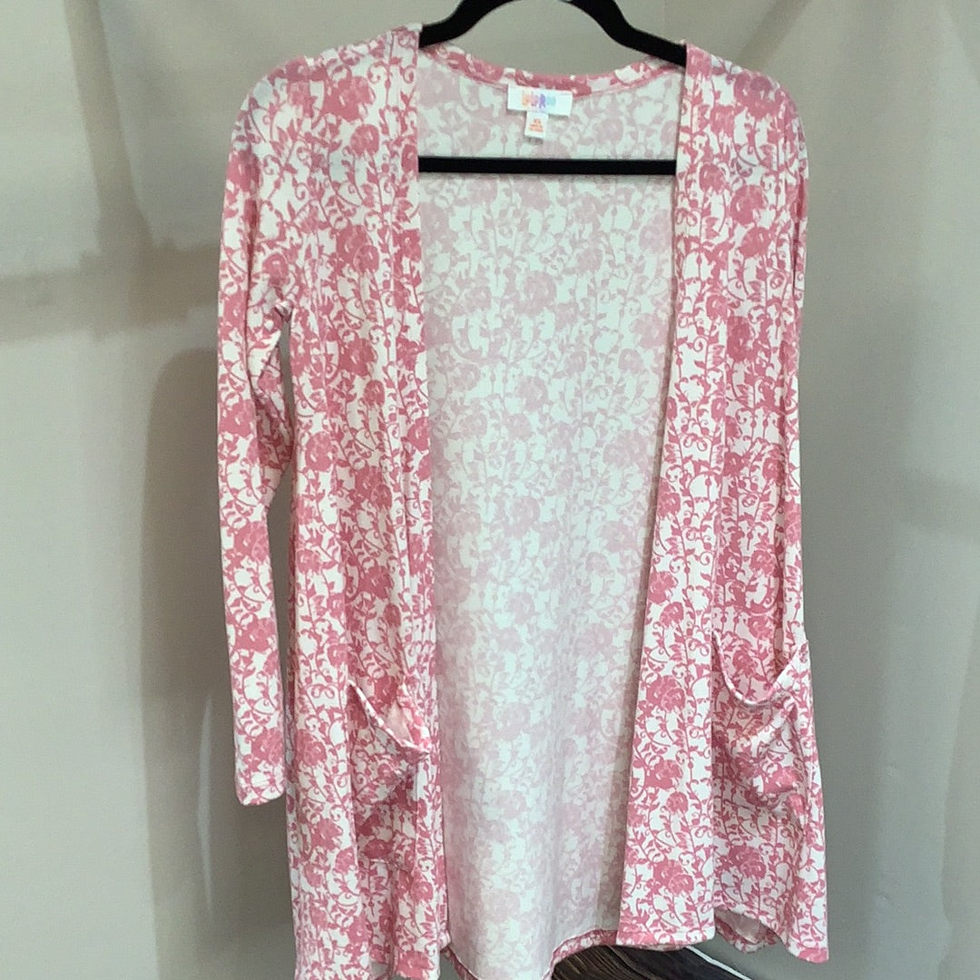 LuLaRoe Caroline Long Sleeve Cardigan Size XS Pink Floral-Shirts & Tops-Sunshine and Wine Boutique