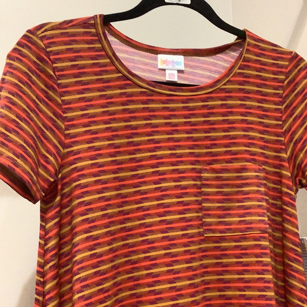 LuLaRoe Carly Short Sleeve High Low Dress XXS, Orange-Shirts & Tops-Sunshine and Wine Boutique