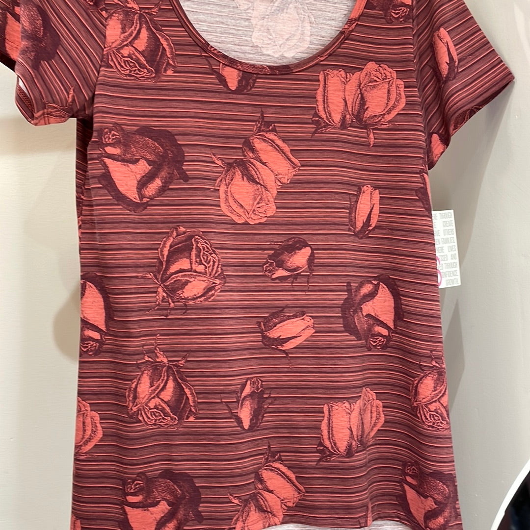 LuLaRoe Classic Tee Pink Floral Top, Small-Shirts & Tops-Sunshine and Wine Boutique