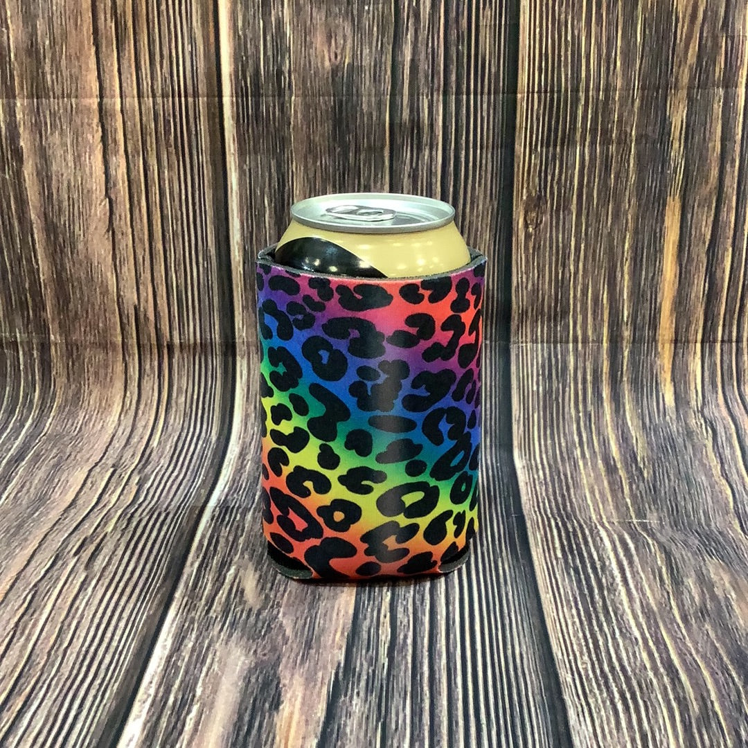 The Swanky Blossom Regular Can Cooler, Rainbow Leopard-Can & Bottle Sleeves-Sunshine and Wine Boutique