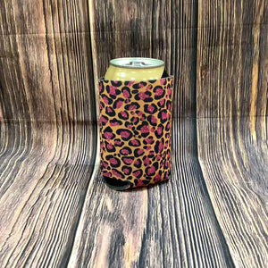The Swanky Blossom Regular Can Cooler, Pink Leopard-Can & Bottle Sleeves-Sunshine and Wine Boutique