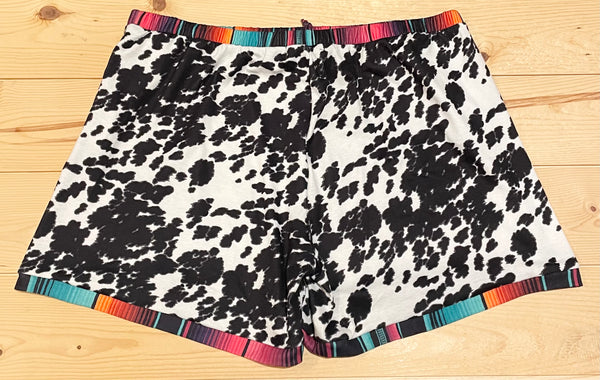 Crazy Train Shania Shorts, Cow & Serape-Shorts-Sunshine and Wine Boutique