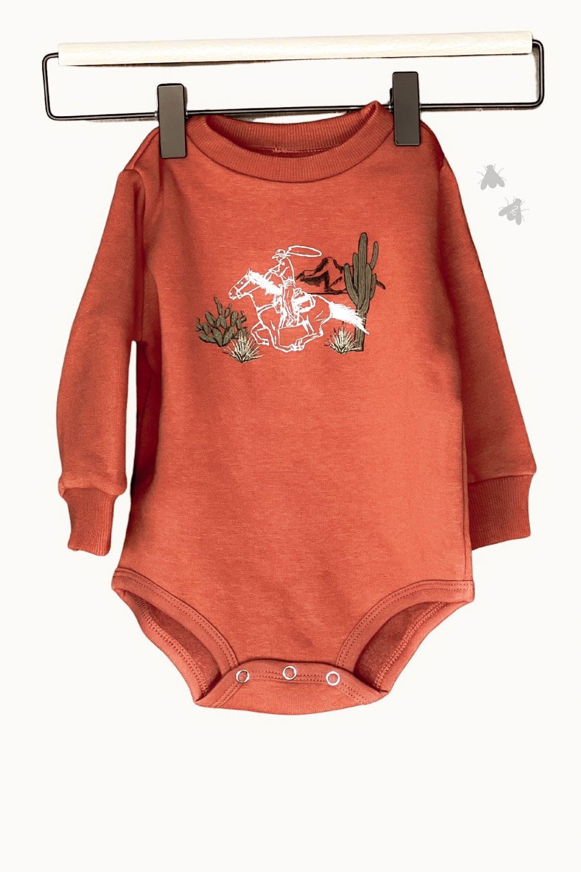 2 Fly Kid's Western Way of Life Long Sleeve One Piece, Rust-Baby & Toddlers Tops-Sunshine and Wine Boutique