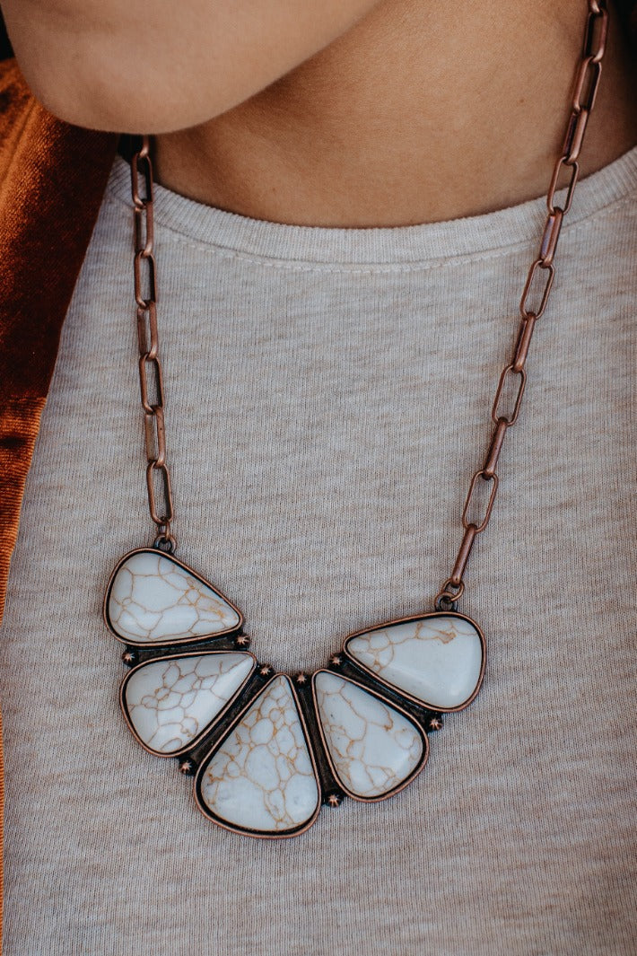 Ashlyn Rose Moth To The Flame Cream Stone Necklace-Necklaces-Sunshine and Wine Boutique
